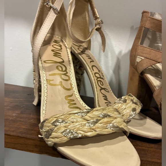 Sam Edelman Yoana Woven Raffia & Leather ankle strap heel Sandals size 8 - Picture 2 of 4